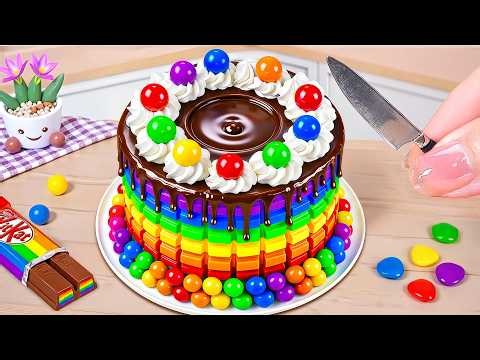 Mini Rainbow Kinder Chocolate Cake 💖 Miniature Decorating Tutorial | Dreamy Cake Land