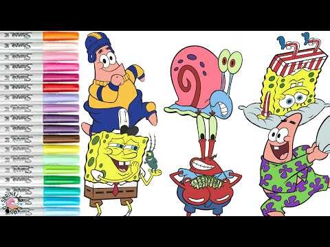SpongeBob SquarePants Coloring Book Compilation Mr Krabs Patrick Star Gary Plankton