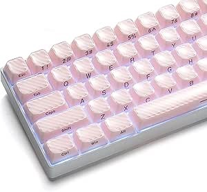 HITIME XVX Keycaps, Cute Pink Crystal Jelly Keycaps 75 65 60 100 Percent, Custom Side Printed Key caps for ANSI/ISO Layout 61/68/84/87/98/104 Gaming Mechanical Keyboard, OEM Profile 136 Keys