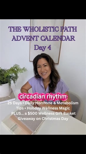 Dr. Betty on Instagram: "DAY 4 • THE WHOLISTIC PATH ADVENT CALENDAR 🌿 Circadian Rhythm, Winter Darkness & Your Hormones If winter mornings make you groggy, moody, hungry, or wired at night — it’s likely your circadian rhythm. Your internal clock controls energy, appetite, metabolism, and how your hormones fire throughout the day. Here’s what gets impacted when morning light disappears: 1️⃣ Hormones Most Affected 🌞 Cortisol — should rise in the AM. Without light → fatigue, anxiety, stress-cravi