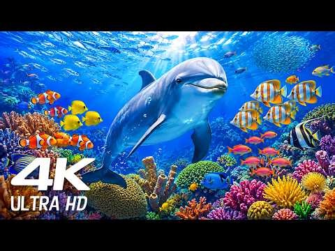 Calming Music Aquarium 4K Ultra HD ☆ NO ADS ☆ Stunning Coral Reef Fish with Relax, Meditation, Sleep