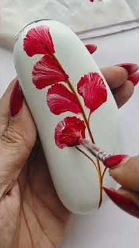 Easy Red Flower Stone Painting Tutorial 🌺 | Simple Rock Art for Beginners