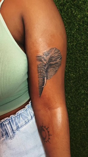 Hey, guys! Check this out: I just finished a new tattoo of a half elephant. It's a realism piece and I'm really happy with it. Check it out! I love doing these kinds of tattoos because they're so detailed and they always turn out amazing. What do you think? 🙂 WhatsApp for bookings & quotes 0769032356 👍🏽 #elephant #elephanttattoo #elephanttattoos #elephanttattoodesign #fypage #elephanttattooideas #tattoo #elephanttattoorealistic #elephanttattooidea #realism #realismtattoo #fyp #fypシ
