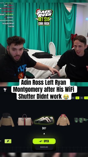 No Way He Got embarrassed like that 😭 Use Code RUSH for free $10 #shorts #adinross #ryanmontgomery