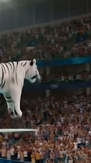 White Tiger’s Epic Swimming Stunt! 🐅💦 You Won’t Believe This! | @wild_olympics | #aivideo #animals
