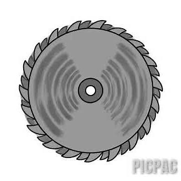 Cartoon saw running with grinder sound effects