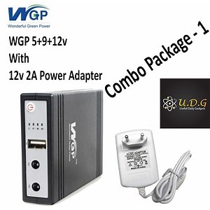 WGP Mini UPS With 12v 2amp Recommended Charger Adapter (5 9 12 Volts 3 Output) COMBO PACKAGE - 1