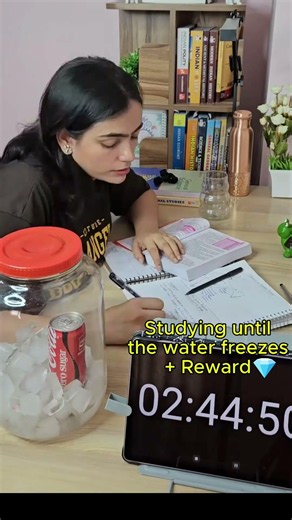 Studying until the water freezes + Reward 💎. #study #studywithme #studyhard #icemelting #motivation
