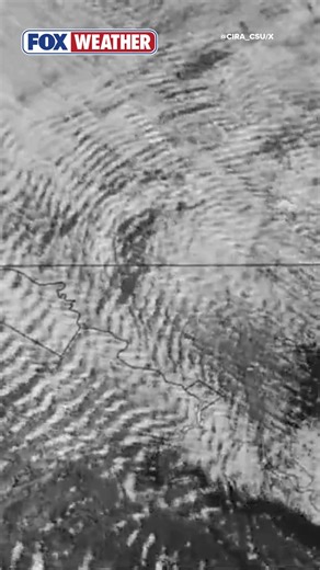 👀 CHECK THIS OUT: Satellite imagery from this morning over the Mid-Atlantic states shows this insane weather phenomenon. Gravity waves are the up and down movement of air that occurs when stable air is forced upward, such as when wind moves over a mountain range. Because the atmosphere is stable, gravity pulls the displaced air back down. It's then forced back up as it encounters another mountain. This creates a rhythmic, ripple-like effect in the air as it continues on. | FOX Weather