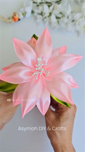 DIY Satin Ribbon Flower 🌹 Romantic & Easy Craft Idea 💐 Flower making #shortsviral #shorts #diycrafts