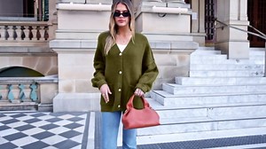 PRETTYGARDEN Fall Chunky Cardigan Sweaters for Women Button Long Lantern Sleeve Knit Oversized Sweater Coats with Pocket