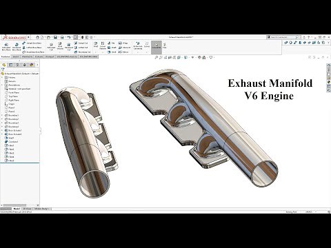 Exhaust Manifold V6 Engine SolidWorks Tutorial 2021! Learn from homee :D