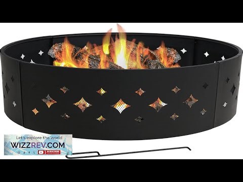 Sunnydaze 36 Inch Outdoor Fire Pit Ring with Poker Round Heavy Duty Steel