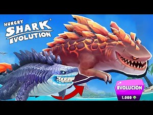 Hungry shark evolution PLAYING WITH NEW SHARKJIRA GODZILLA EVOLVED: MAGMAJIRA (SHARK KAIJU)