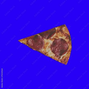 PizzaBite animation . green screen or chroma key. Pizza animated on a green background. 4K 3D animation. Food animation on paper effect. 3D rendering Green Screen.