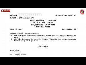 BSC BCA 3RD SEM IT DATA STRUCTURES JAN 2021 | PTU