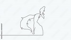 Self drawing animation one line draw a horse. Minimalism, One line draw. Full length animated