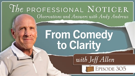 On this week’s episode of The Professional Noticer, Andy welcomes Jeff Allen, a guy he believes is the top working stand-up comic today. Tune in to hear Jeff introduce his book, "Are We There Yet?", in which he offers an intimate look into the transformative experiences that have shaped both his personal life and his comedy career. Listen as he discusses the pivotal moments that led him from atheism to a deep, impactful faith in Christ, and explains how those experiences influenced his decision 