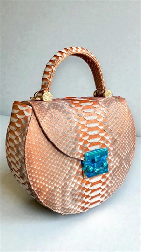 Aurora Python Leather Top Handle Bag – Handcrafted Exotic Statement Purse - Etsy