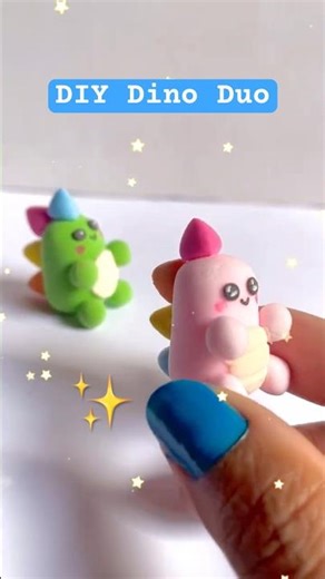 Mini Dino duo🦖 #diy #airdryclay #ytshortsindia ##diyclay #dinosaur #claycrafts #dino #clay #shorts