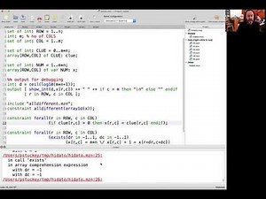 Peter Stuckey - MiniZinc for high-level solver-independent modelling: Solution Task 2: Hidato