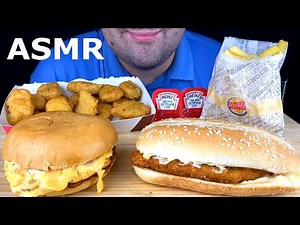 ASMR:*Burger King* Mukbang (Eating Cheese Sandwich, Long Chicken Burger) Eating Sounds