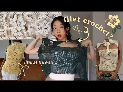 i finally tried filet crochet...(with written pattern!)