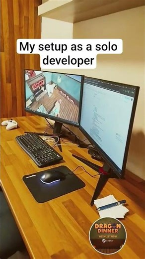 My setup as a solo developer marking dragon dinner #indiegame #gaming