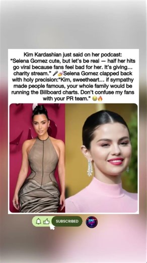 😳🎤 Kim Kardashian says Selena Gomez's hits go viral out of pity. Selena claps back. #shorts #fyp