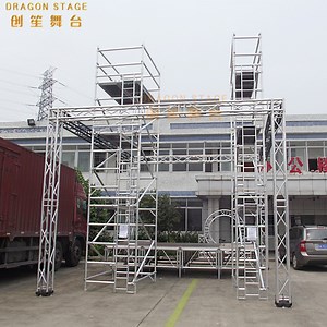 [Hot Item] Dragon Staging Mobile Portable Aluminum Scaffolding Ladder Bracket, Types of Frame Scaffolding with Safeguard Wheels Casters