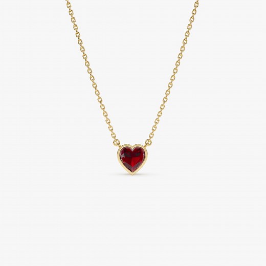 Garnet Necklace, 14k Gold Heart Shaped Garnet Necklace 0.55 Ctw, Minimalist Layering Necklace, Love Necklace, Birthday Mom Gift Idea - Etsy