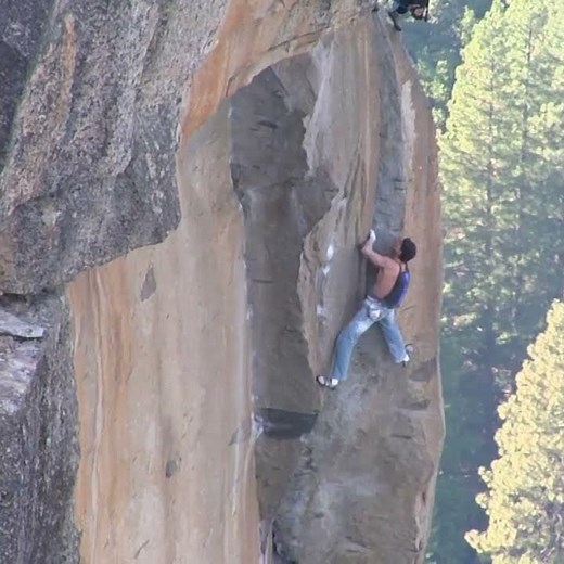 Dean Potter on his FreeBASE ascent of The Alien Roof, 5.12