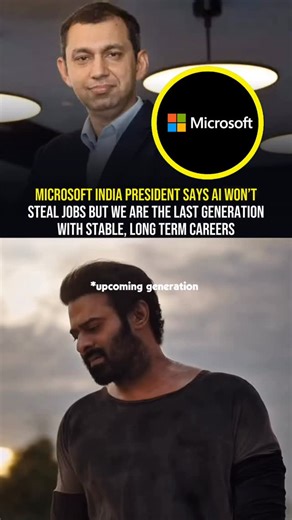 Venture Talk Show on Instagram: "Microsoft India and South Asia President Puneet Chandok has stated that artificial intelligence will not “steal” jobs, but current workers may be the last generation to enjoy traditional, stable long-term careers, as AI will unbundle job roles and tasks rather than outright eliminate employment. Chandok emphasised that the real risk in the AI era is refusing to learn new skills, and workers must keep upskilling continuously to stay relevant since future careers w