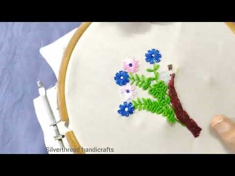 Botanical flower design embroidery|বোটানিক্যাল ফুল নকশা সূচিকর্ম|Embroidery for beginners design 