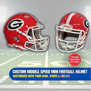 Custom Riddell Speed Mini Football Helmet, Includes Side Decals Stripe & Bumper Send Logo Choose Helmet Color, Coach, Fantasy Football Gift - Etsy