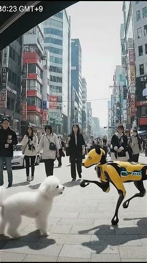 #part1 Puppy vs Robot Dog – Adorable Futuristic Encounter in Tokyo #shorts #viralshorts