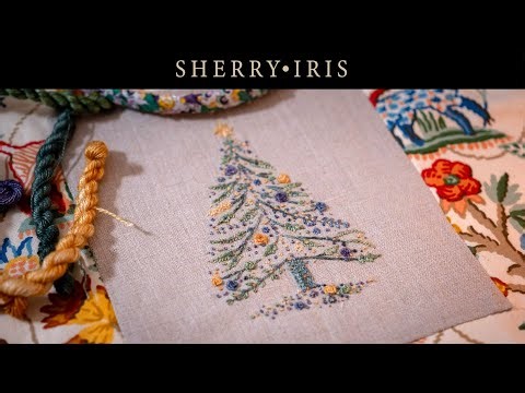 An Embroidered Christmas Tree Cushion | Stitching My Winter Fox