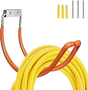 Metal Garden Hose Hanger Wall Mounted Water Hose Holder for Outside Yard (1, Orange)