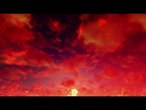( CGI 4k Stock Footage ) Fire dance red storm clouds loop