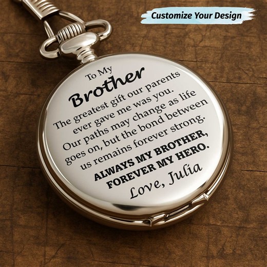 Elegant Silver Pocket Watch for Brother ⏳ Customize Yours 👉 https://almagems.com/products/FAM048_SWATCH Worldwide shipping 🌍 #AlmaGems #PocketWatch #Brother #Birthday #Christmas #BrothersDay #GiftForHim #TimelessTreasure #FamilyLove | AlmaGems - Cultural Customized Gifts
