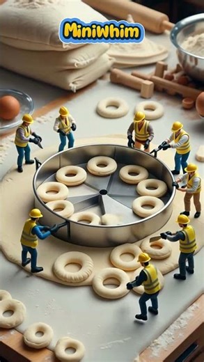 (AI) Tiny Chefs Create Giant Donut Magic! #shorts #donuts #miniature