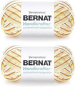 Bernat Handicrafter Cotton Big Ball Creamsicle Yarn - 2 Pack of 340g/12oz - Cotton - 4 Medium (Worsted) - 608 Yards - Knitting/Crochet