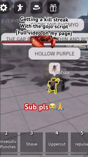 Getting a kill a kill streak with the gojo script #tsb #roblox #tsbg #memes #hax #scripts