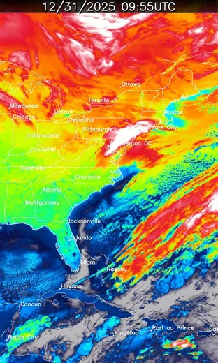 US East Coast 24 Hour Weather | December 31, 2025 #shorts