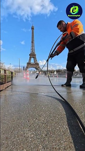 Nettoyage des sols au Trocadéro : le décapage haute pression révèle la vraie couleur du sol !