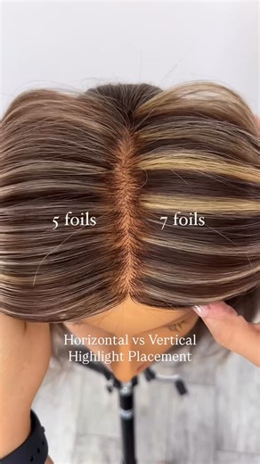 Mirella Manelli on Instagram: "Same stitch, different foil highlight placement. 🤯 This is raw lift using the exact same stitch but look how placement alone completely changes the result. The first was placed horizontally with 5 foils, and the second vertically with 7 foils. Imagine what mastering these details could do for your results behind the chair. ✨ This is the kind of advanced simplicity I teach in every tutorial and class because it’s THAT important. 🔥 Want to elevate you