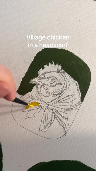 Village Chicken Pet Portrait Mini Painting