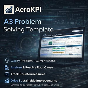 A3 Problem Solving Template (excel) | Lean Kaizen A3 Report   Pareto   Fishbone   5 Whys | Aerokpi - Etsy
