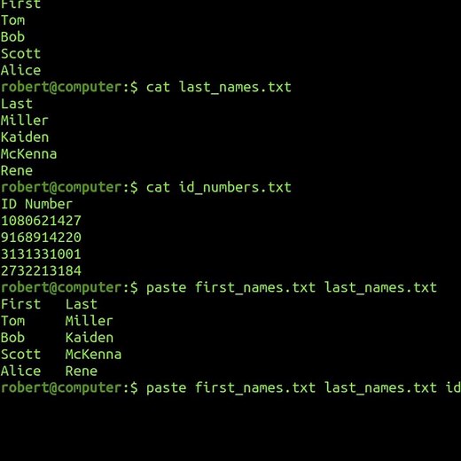The 'paste' Command In Linux