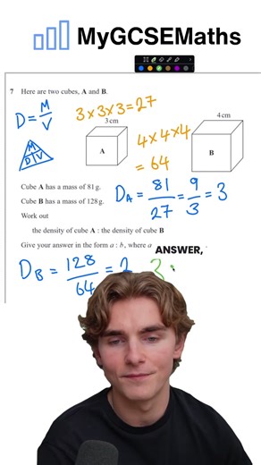 Cube Density Ratio - #gcsemaths #gcsemathsrevision #maths #mathsrevision #education #mathstutor #gcsetutor #gcsemathstutor -